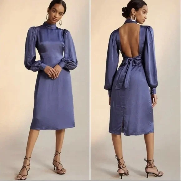 navy mother of the bride dress knee length Navy Sequin Lace Tea-length Dress for Semi Formal Events Navy / 10 main image 0